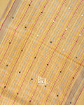 Golden Beige French Knot Embroidered Semi Silk Linen Saree