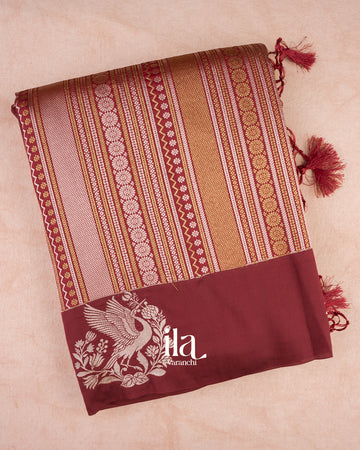 Deep Maroon Brocade Banarasi Viscose Silk Saree