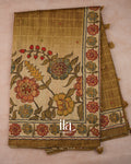 Rust Brown Kalamkari Print Semi Tussar Saree