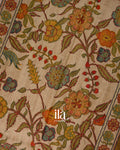 Rust Brown Kalamkari Print Semi Tussar Saree