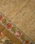Rust Brown Kalamkari Print Semi Tussar Saree