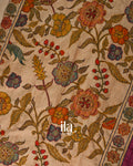 Berry Pink Kalamkari Floral Print Semi Tussar Saree