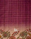 Berry Pink Kalamkari Floral Print Semi Tussar Saree