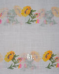 White Floral Printed Semi Linen Saree