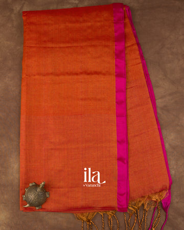 Burnt Orange Tissue Cotton Saree