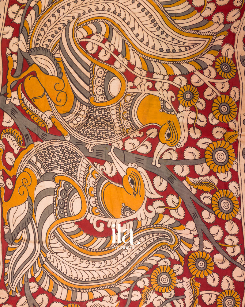 Statement Peacock Kalamkari Pallu