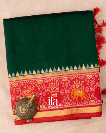 Bottle Green Semi Mulberry Silk Saree