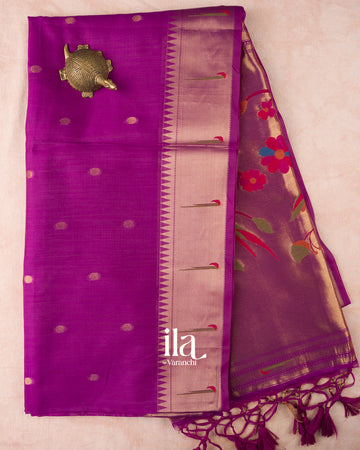 Purple Bird Paithani Semi Silk Saree