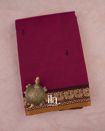 Deep Burgundy Pure Chettinad Cotton Handloom Saree