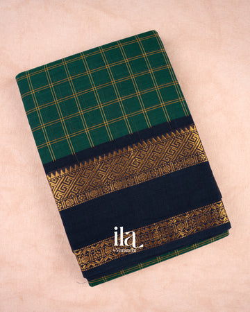 Dark Green Pure Chettinad Cotton Handloom Saree