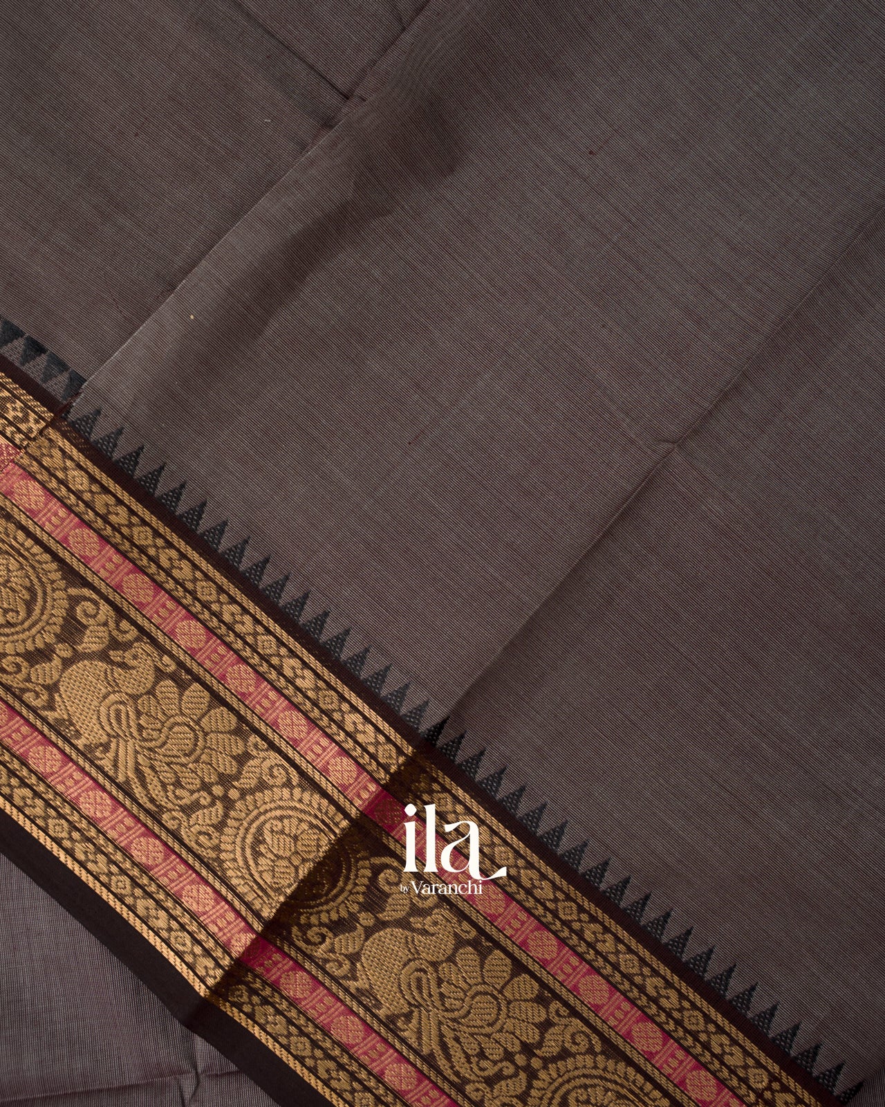 Dark Grey Pure Chettinad Cotton Handloom Saree