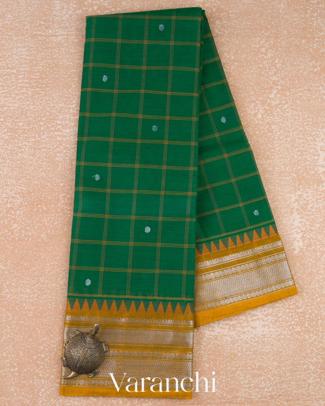 Dark Green Pure Kanchipuram Silk Cotton Saree