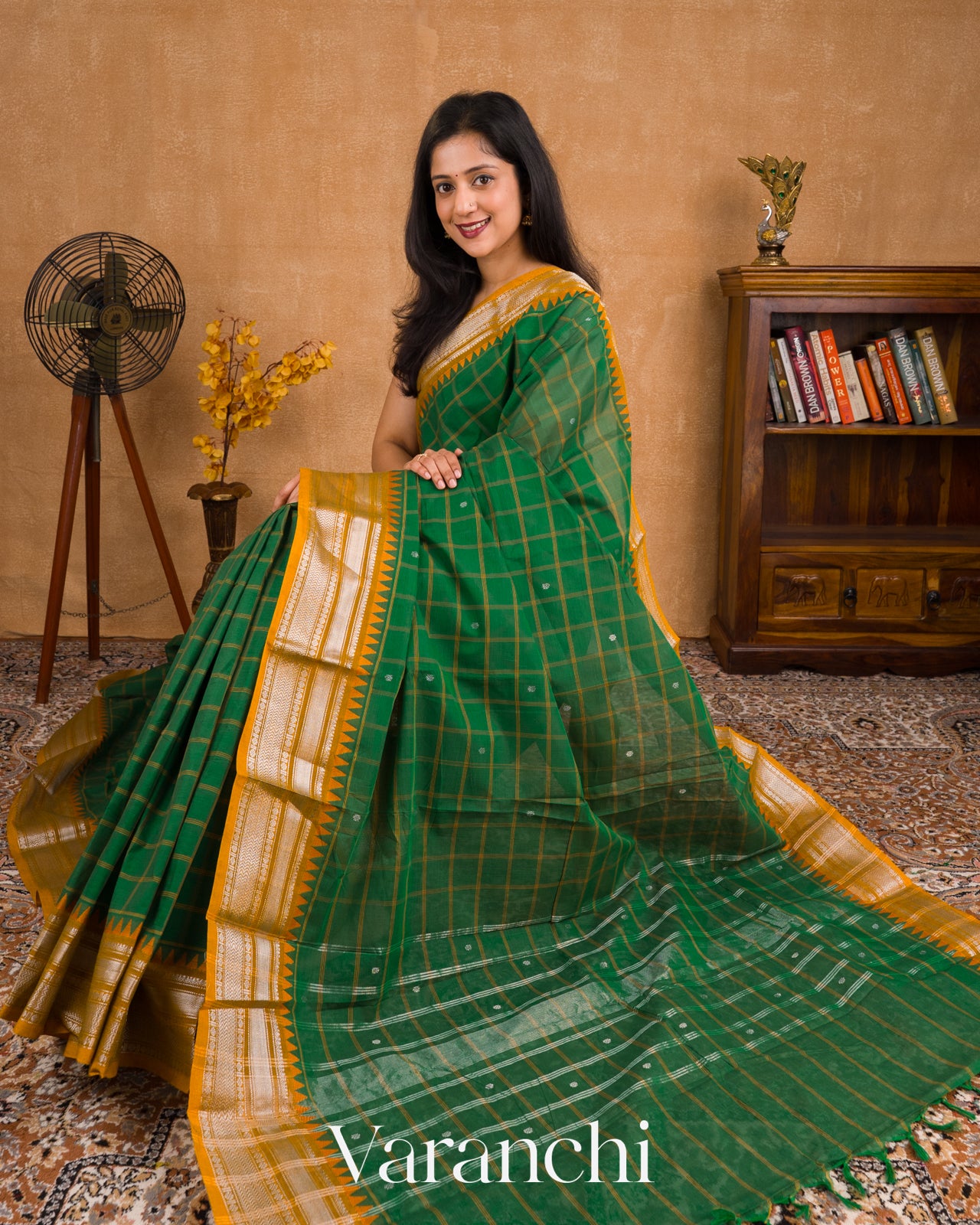 Dark Green Pure Kanchipuram Silk Cotton Saree