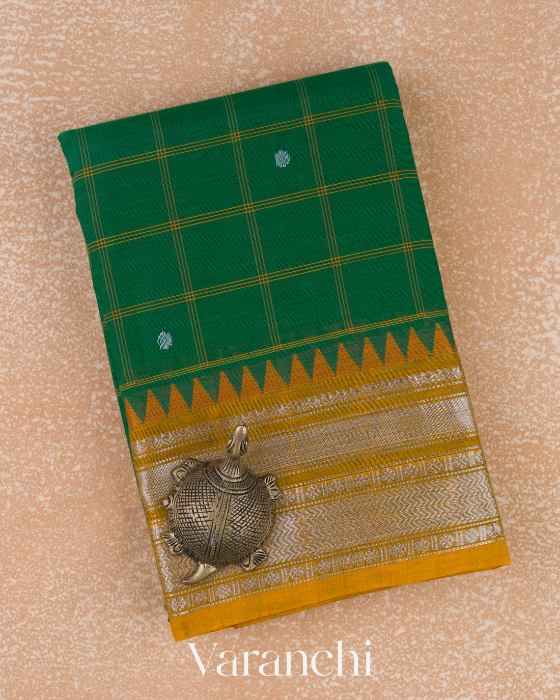 Dark Green Pure Kanchipuram Silk Cotton Saree