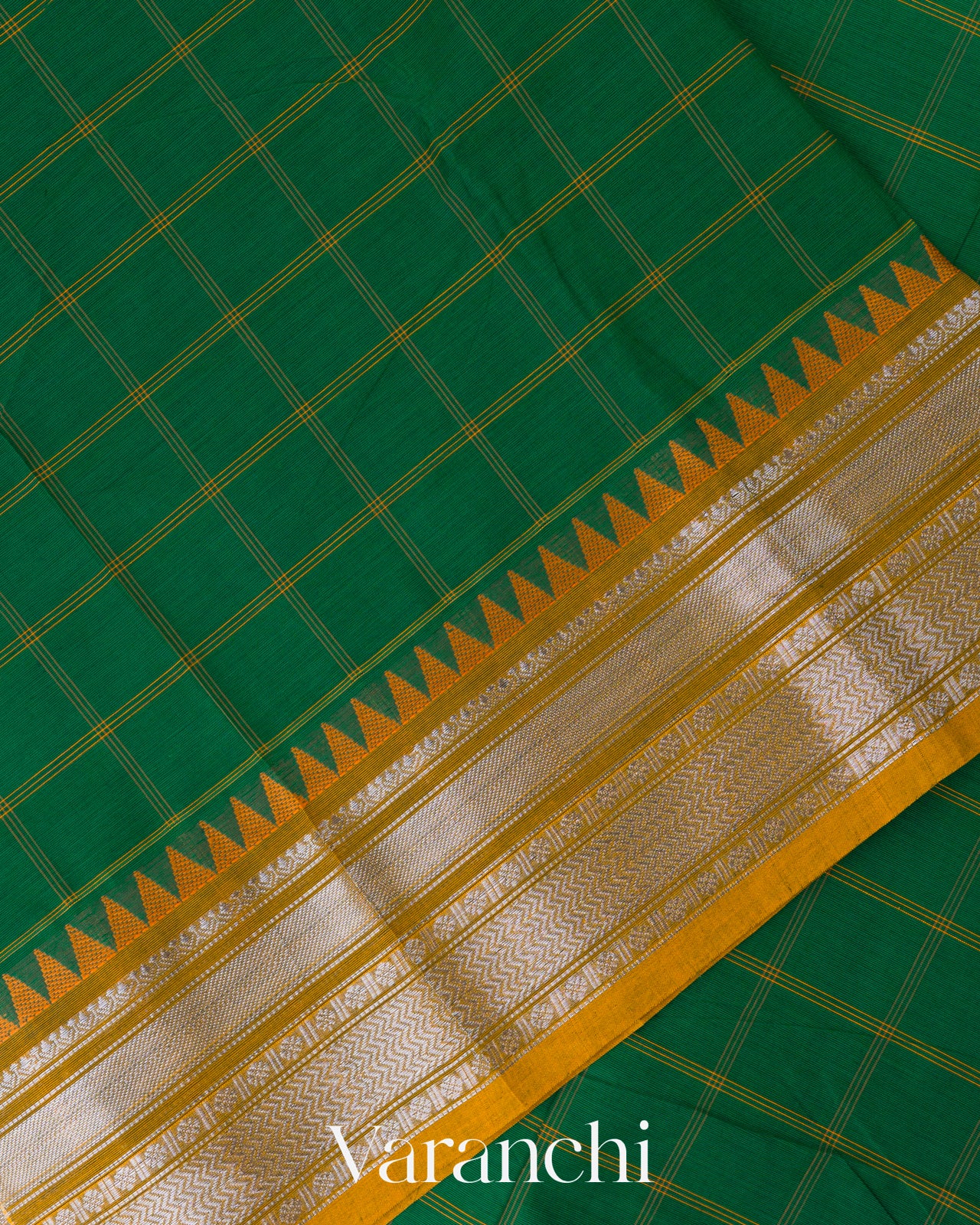 Dark Green Pure Kanchipuram Silk Cotton Saree