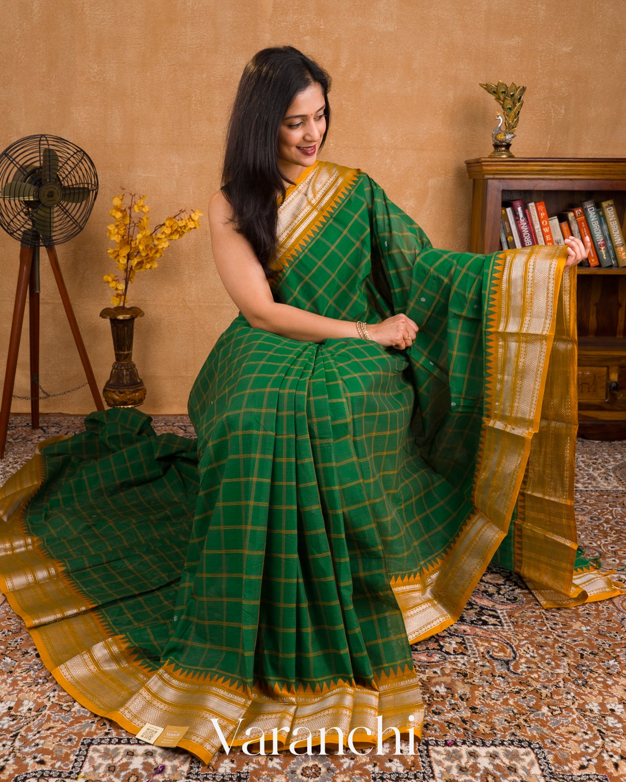 Dark Green Pure Kanchipuram Silk Cotton Saree