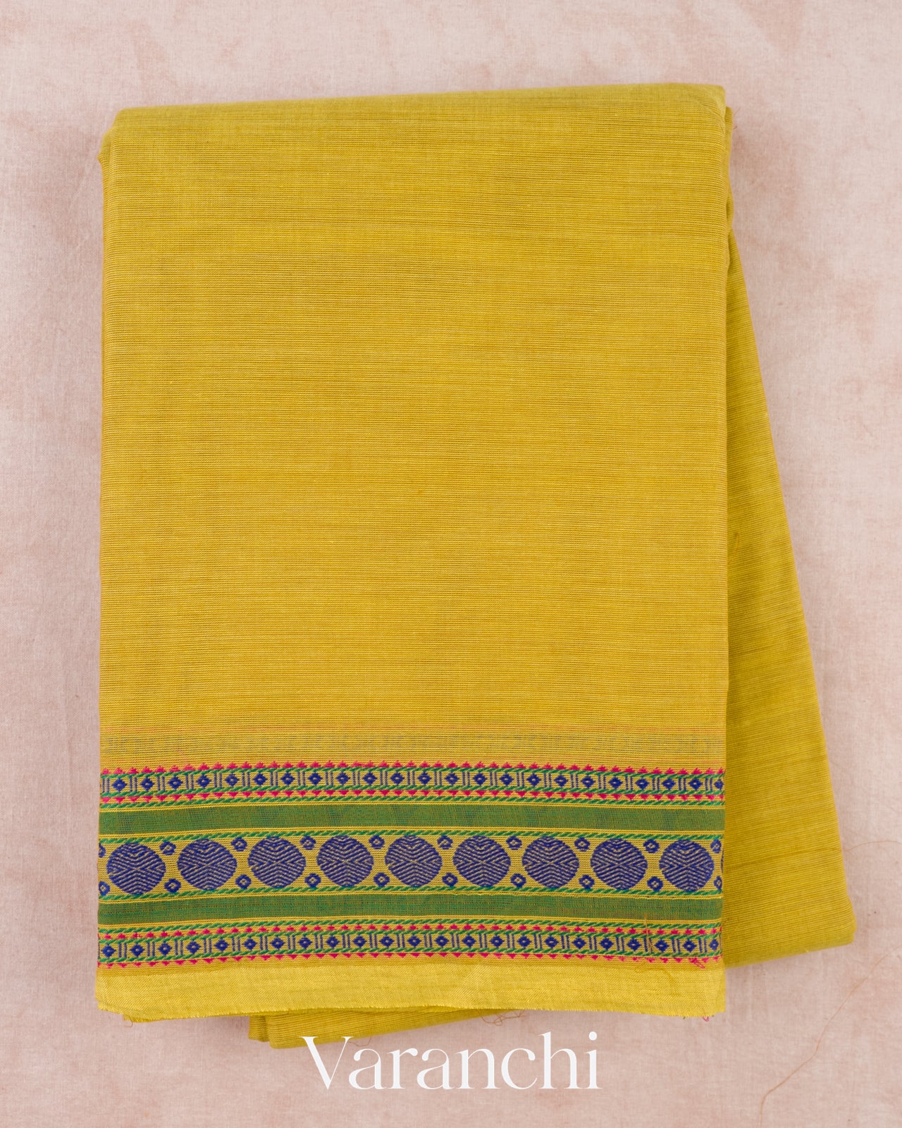 Lemon Yellow Pure Kanchipuram Cotton Saree 