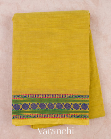 Lemon Yellow Pure Kanchipuram Cotton Saree 