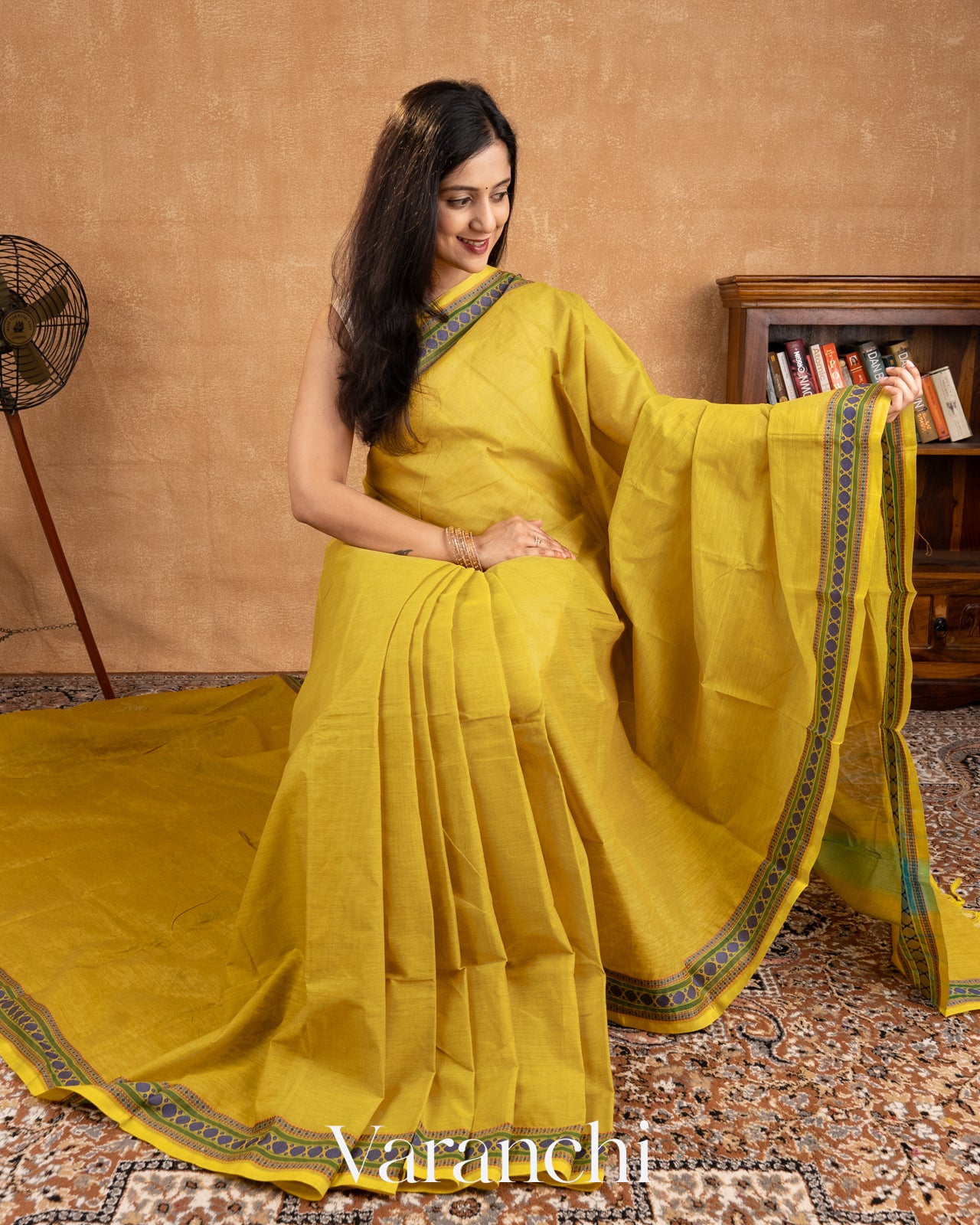 Lemon Yellow Pure Kanchipuram Cotton Saree 