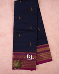 Light Navy Blue Pure Chettinad Cotton Handloom Saree