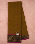 Deep Mustard Brown Pure Chettinad Cotton Handloom Saree 