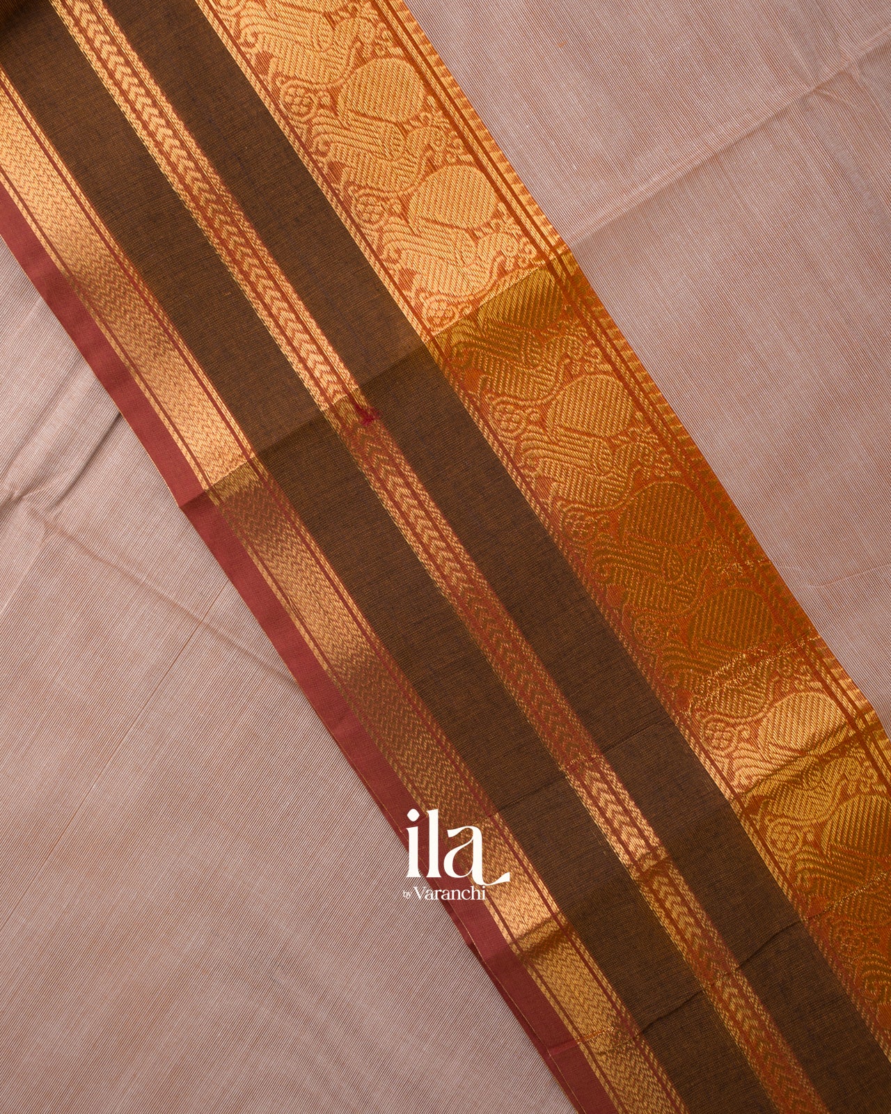 Muted Peach Pure Chettinad Cotton Handloom Saree