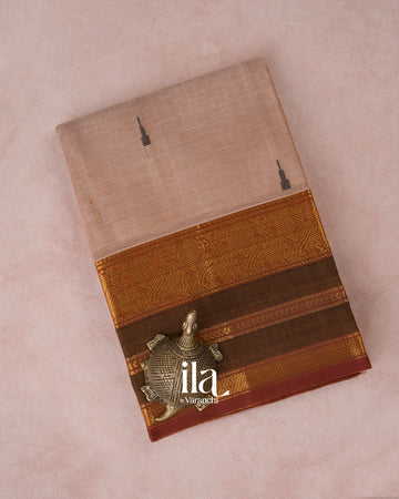 Muted Peach Pure Chettinad Cotton Handloom Saree