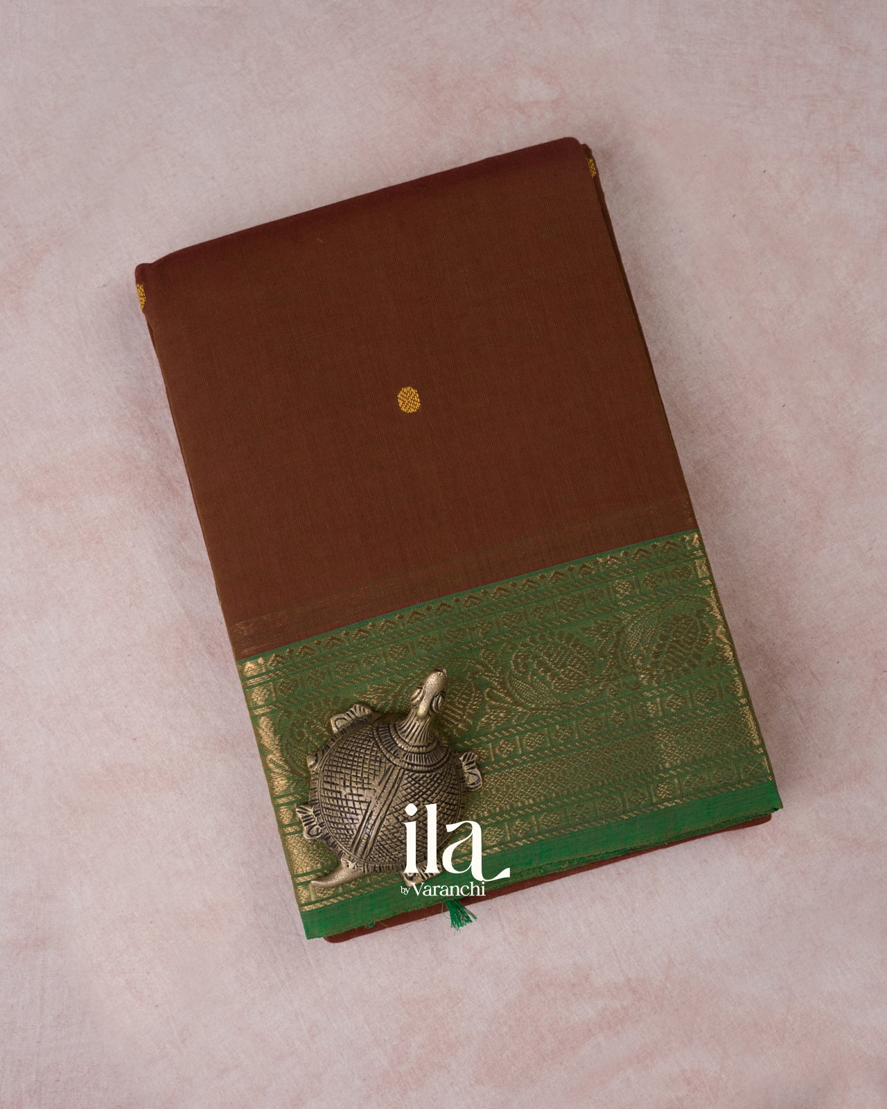 Rust Brown Pure Chettinad Cotton Handloom Saree