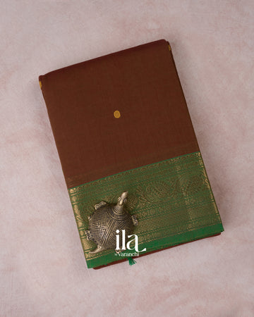 Rust Brown Pure Chettinad Cotton Handloom Saree