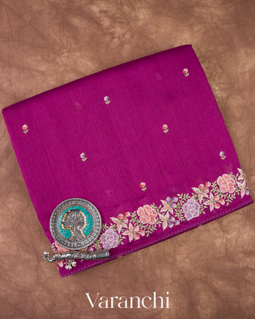 Magenta Semi Tussar Silk Saree