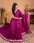 Magenta Semi Tussar Silk Saree