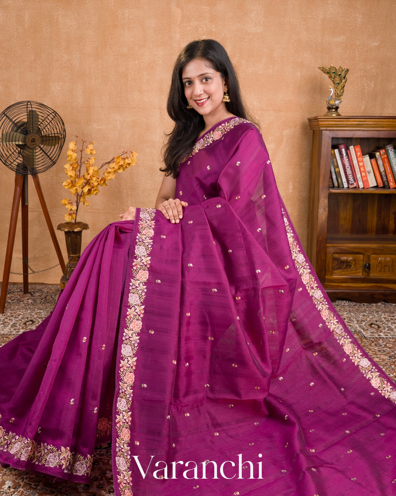 Magenta Semi Tussar Silk Saree