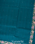 Deep Peacock Blue Semi Tussar Silk Saree