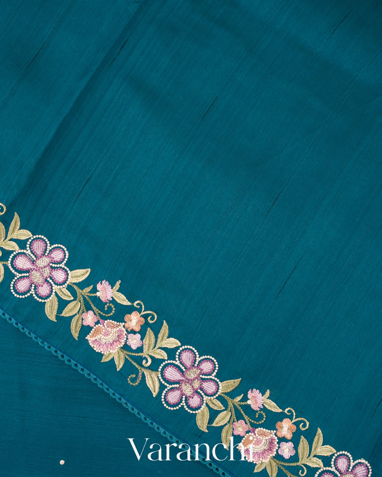 Deep Peacock Blue Semi Tussar Silk Saree