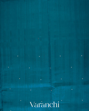 Deep Peacock Blue Semi Tussar Silk Saree