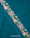 Deep Peacock Blue Semi Tussar Silk Saree