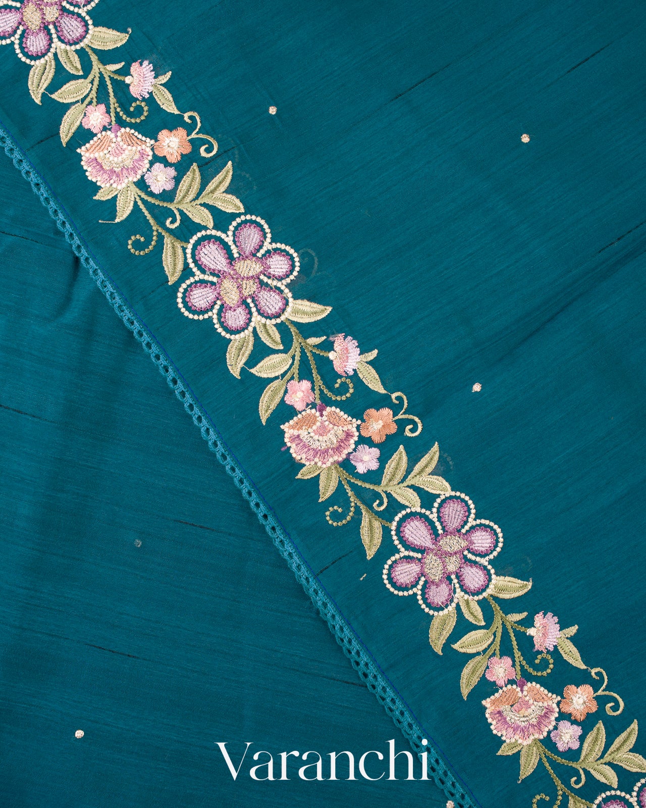 Deep Peacock Blue Semi Tussar Silk Saree