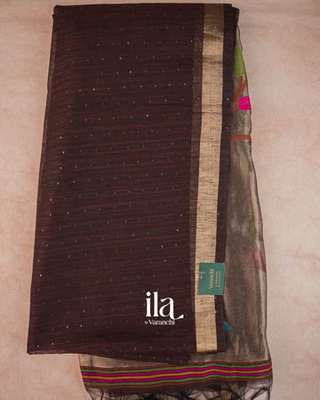 Coffee Brown Sequin with Paithani Pallu Semi Matka Saree